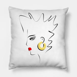 Portrait of a girl in a minimalistic linear style. Pillow