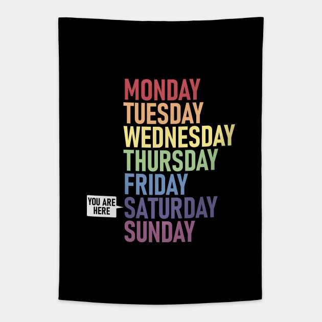 SATURDAY "You Are Here" Weekday Day of the Week Calendar Daily Tapestry by Decamega