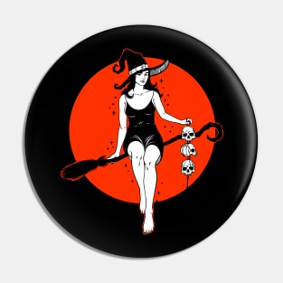 Broom Rider Witch Pin