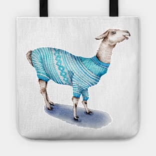 Llama in Blue Sweater Tote