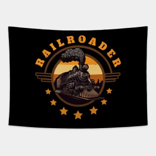 Railroader Steam Locomotive Railroad Tapestry