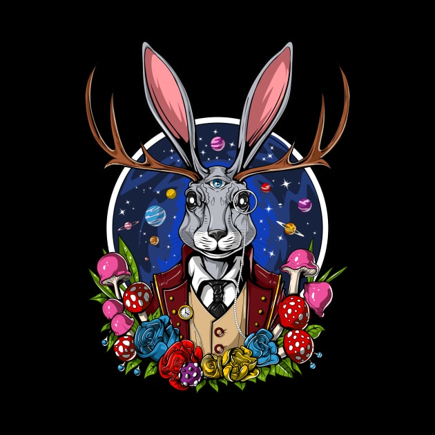 Jackalope Psychedelic Rabbit by underheaven