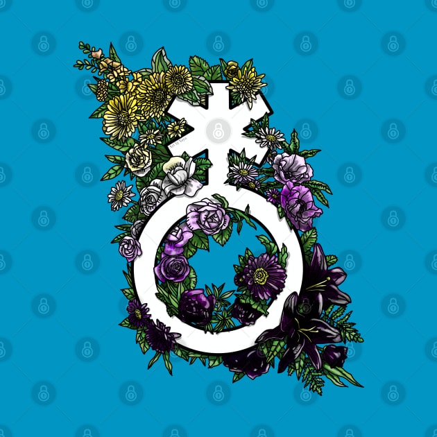 Non-binary Symbol Flowers Enby by Art by Veya