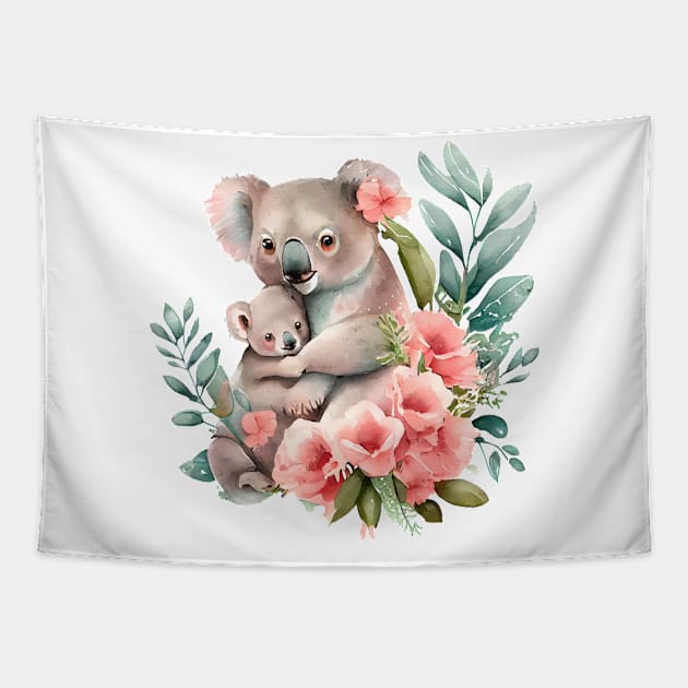 Cute koala with baby Tapestry by DreamLoudArt