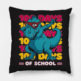 100 Days of school typography featuring a T-rex dino Dabbing #1 Pillow
