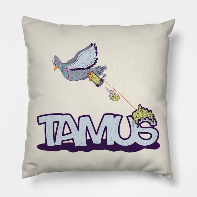 Pigeon flying Pillow by Tamus