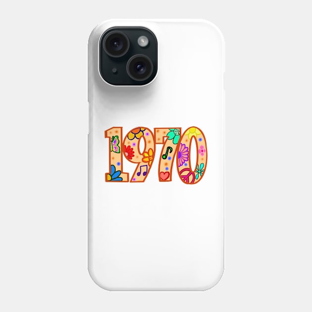 1970 vintage year flower power hippie hippy retro Phone Case by Artonmytee