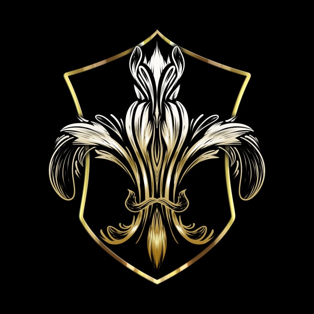 Golden Coat Of Arms With Fleur De Lis Mardi Gras by SinBle