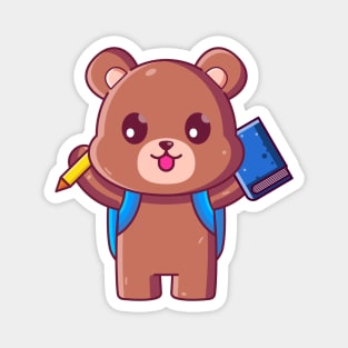 Cute brown bear go to school Magnet