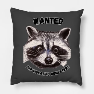 Wanted Raccoon Pillow