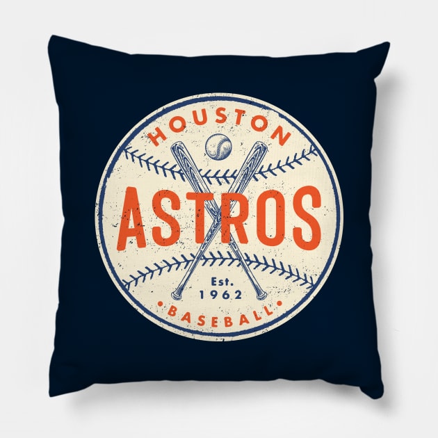 Vintage Houston Astros 2 by Buck Tee Pillow by Buck Tee