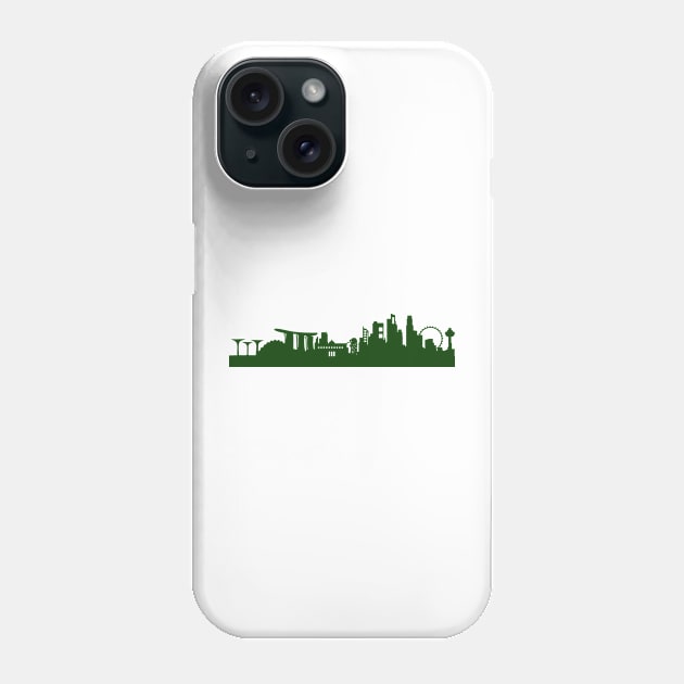 SINGAPORE skyline in forest green Phone Case by 44spaces