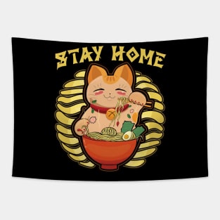 Stay Home Anime Kawaii Cat Tapestry