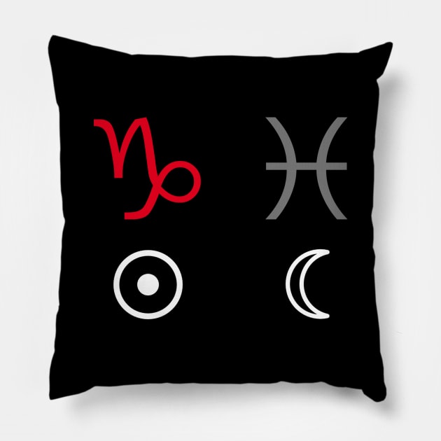 Capricorn Sun Pisces Moon Zodiac Sign Pillow by Horosclothes