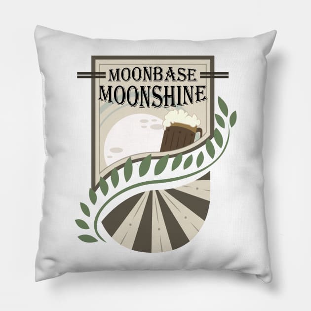 Moonbase Moonshine Vintage Beer Label Pillow by TheLonelyGoat