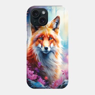 Red Fox with Flowers and Forests Phone Case