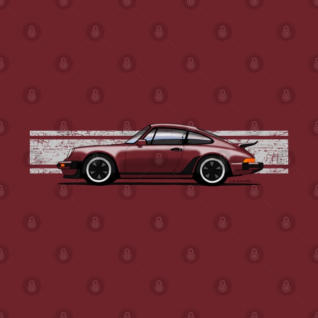 My drawing of the iconic German Turbo sports car with stripes background by jaagdesign