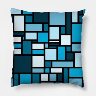 Blue Square and Rectangle Geometric Patterns - Disco Vibes Pillow