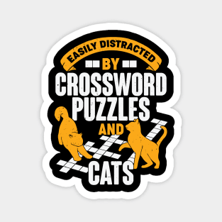 Easily Distracted By Crossword Puzzles And Cats Magnet