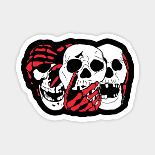 3 Skulls (w/red) Magnet