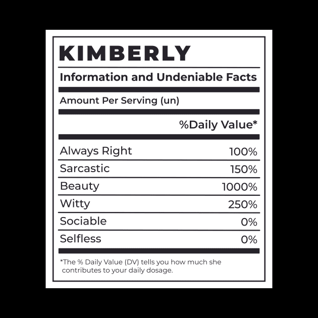 Funny Food Label Female Ingredients KIMBERLY by SLAG_Creative