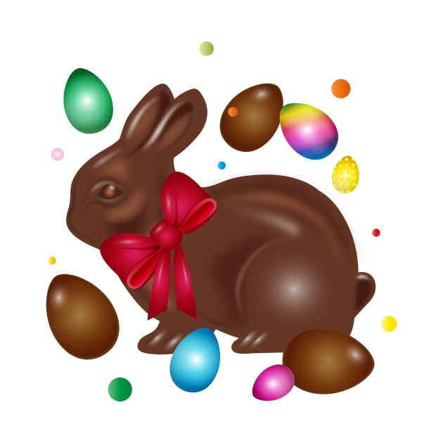 delicious chocolate Easter bunny with chocolate eggs by Kisho