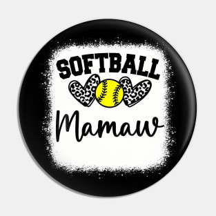 Personalized Softball Heart Tee Cute Mamaw Women Softball Pin