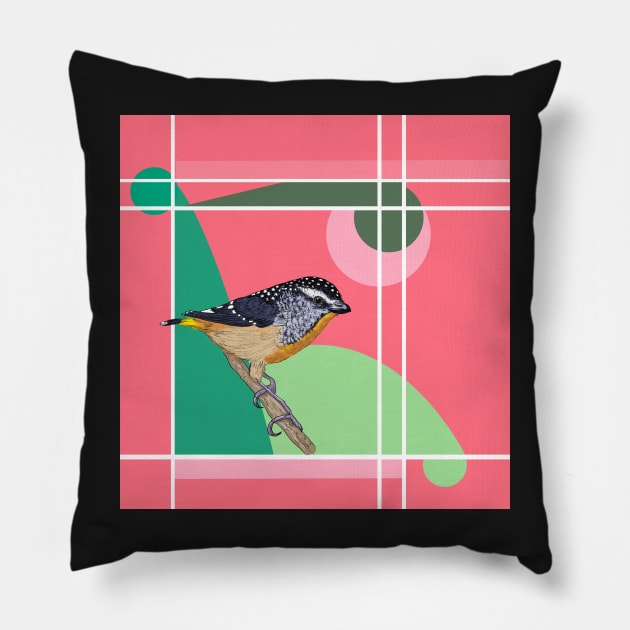 Spotted Pardalote Pillow by louendicott