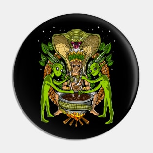 Ayahuasca Shaman Aliens Pin