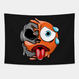 Hot Face Zombie Emoji Tapestry