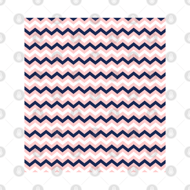 Light Pink, White and Navy Blue Chevron Zigzag Pattern by squeakyricardo