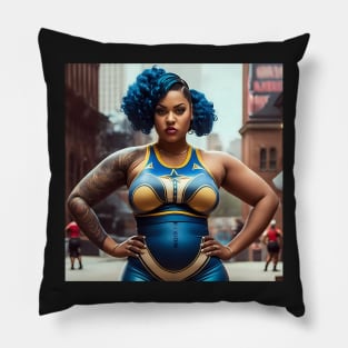 Summer Vibes, Curvy Summer, Beautiful Superwoman, Athlete. Dodge Ball Team, Strong Female. Sticker Pillow