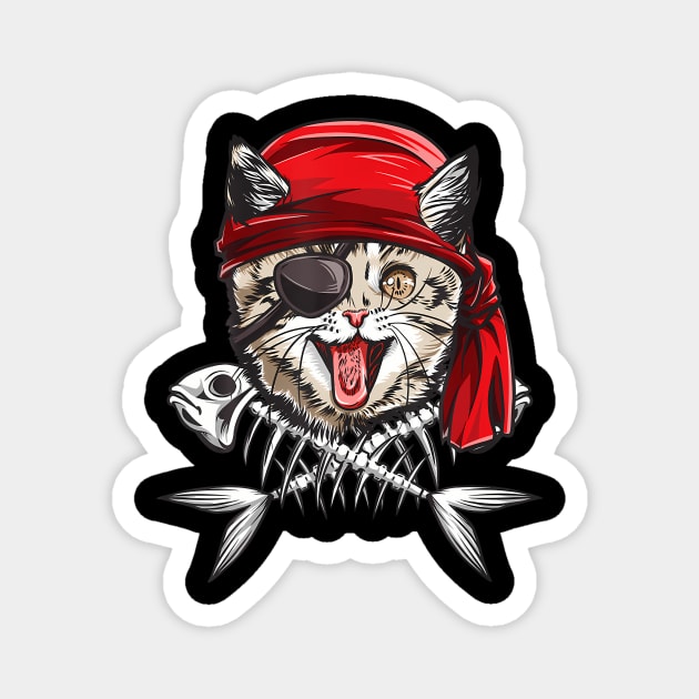 Cat Pirate Boys Jolly Roger Flag Skull And Crossbones Magnet by vulanstore