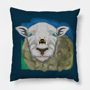 Funny sheep and bee Pillow