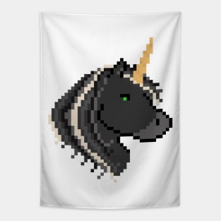 Pixel Black Unicorn Tapestry