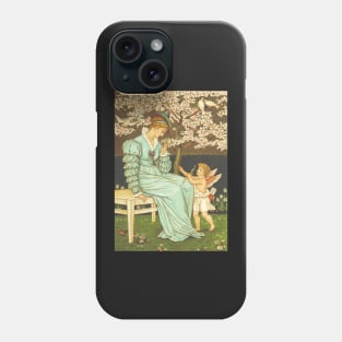 LOVE inspired: A Woman and an Angel by A Blossom Tree, Vintage Painting Phone Case