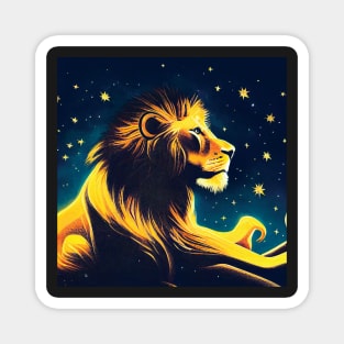 Lion Profile in the Stars Art Magnet