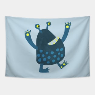 Blue Spotted Monsters Tapestry