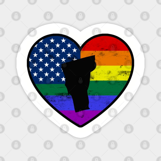 Vermont United States Gay Pride Flag Heart Magnet by TextTees