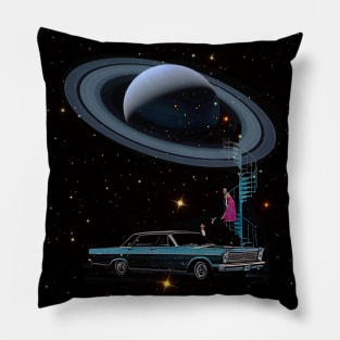 Way to Saturn collage art Pillow