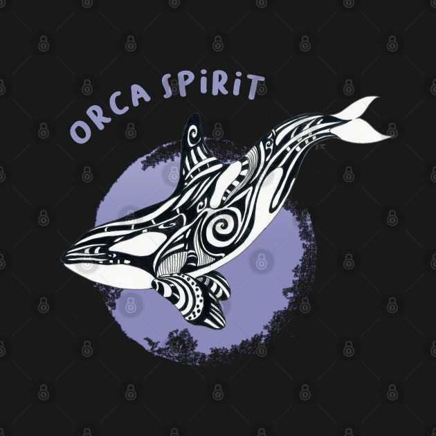 Orca Killer Whale Purple Tribal Tattoo Sun Ink Art by Seven Sirens Studios