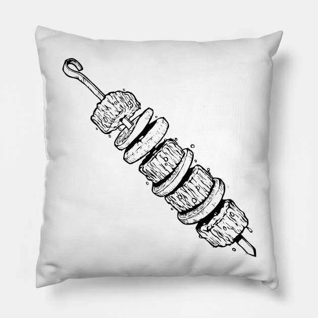 kebab on stick Pillow by Yerlanio