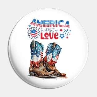 Country Western Patriotic Cowboy Boot Design Pin