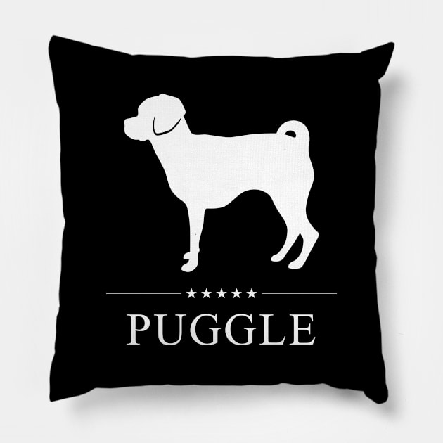 Puggle Dog White Silhouette Pillow by millersye