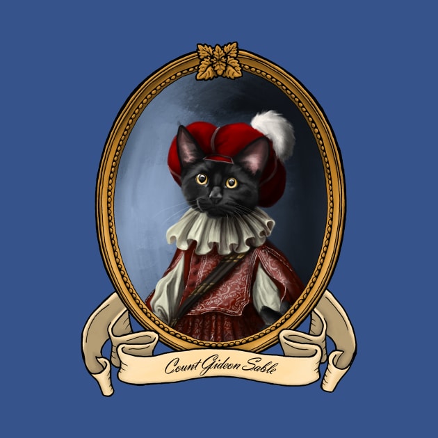 Renaissance Cat - Count Gideon Sable (A Black Cat) by JMSArt