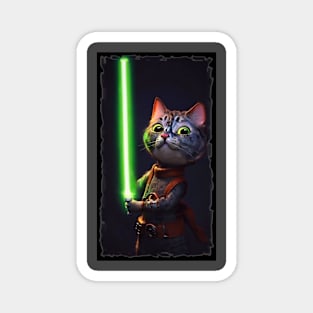 Fun Cat Print ~ AI Art ~ Fantasy Cat ~ Sci-fi Cat ~ Cats with Lightsabers Magnet