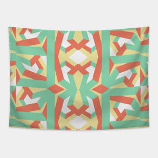 Geometric pattern abstract coral blue Tapestry