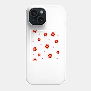 Trendy red  flowers (Chamomile) repeat pattern in white background Phone Case