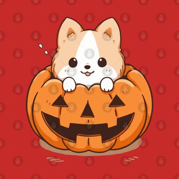 Puppy in a pumpkin by etherElric