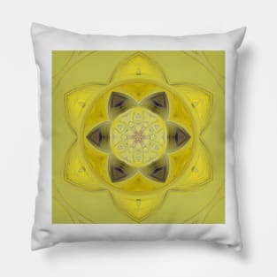 floral pattern design in shades of yellow black and grey Pillow